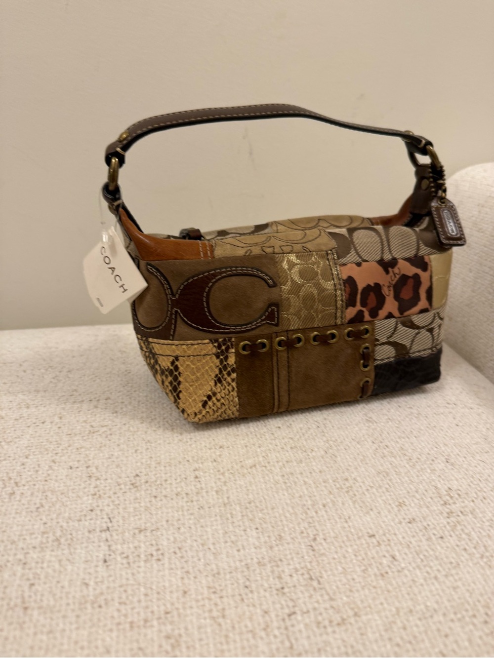 Coach Multicolor Patchwork Signature Shoulder Bag - Brown/Tan